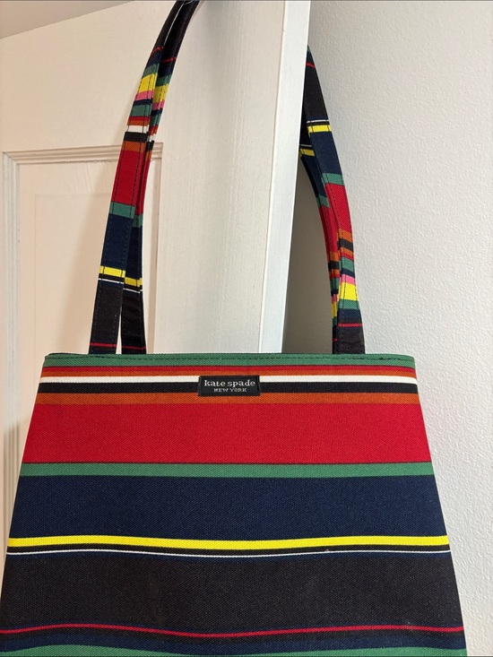 kate spade Handbags - kate spade Red, Navy & Green Striped Canvas Tote